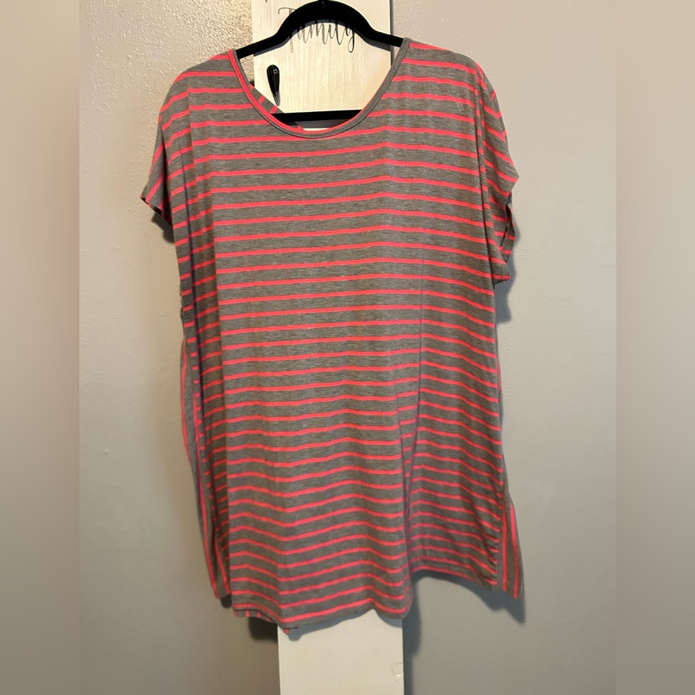 Chic Soul Pink and Gray Striped Blouse